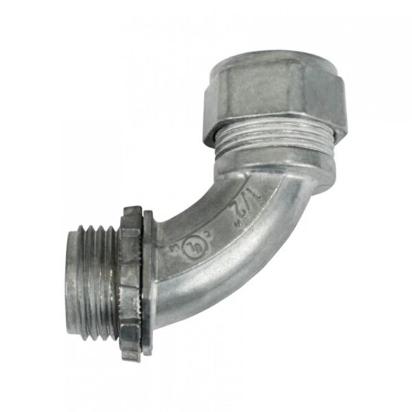 ZINC DIE CAST 90° ANGLE EMT CONNECTOR COMPRESSION TYPE