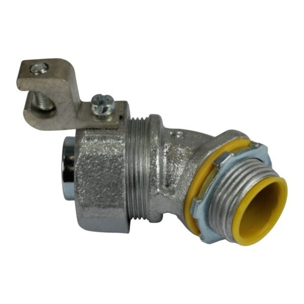 INSULATED 45° ANGLE LIQUID TIGHT CONN. WITH ALUMINUM LUG