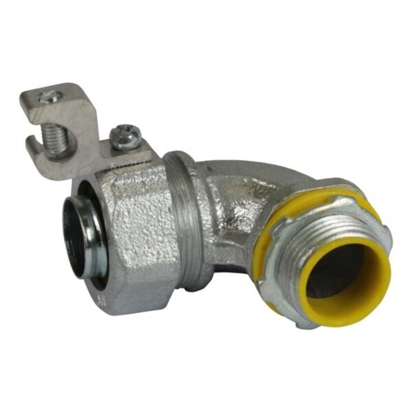 INSULATED 90° ANGLE LIQUID TIGHT CONN. WITH ALUMINUM LUG